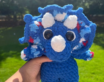 Crochet triceratops plushie (handmade item)