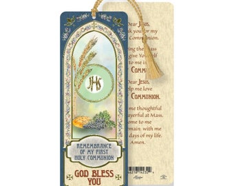 First Communion Laminated Bookmarks W/Tassel Set Of 10 Catholic Gifts