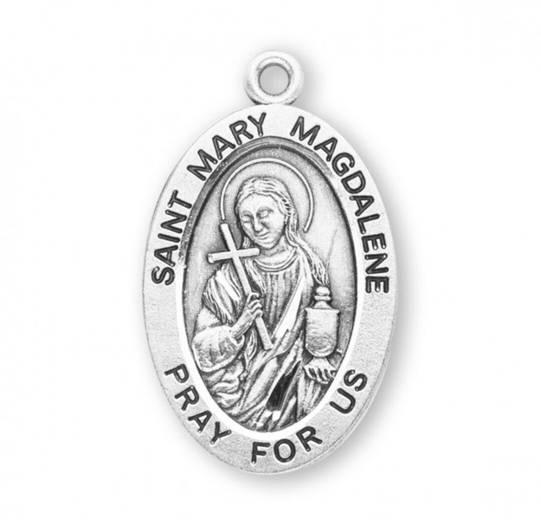 Patron Saint Mary Magdalene Oval Sterling Silver Medal Catholic Gifts ...