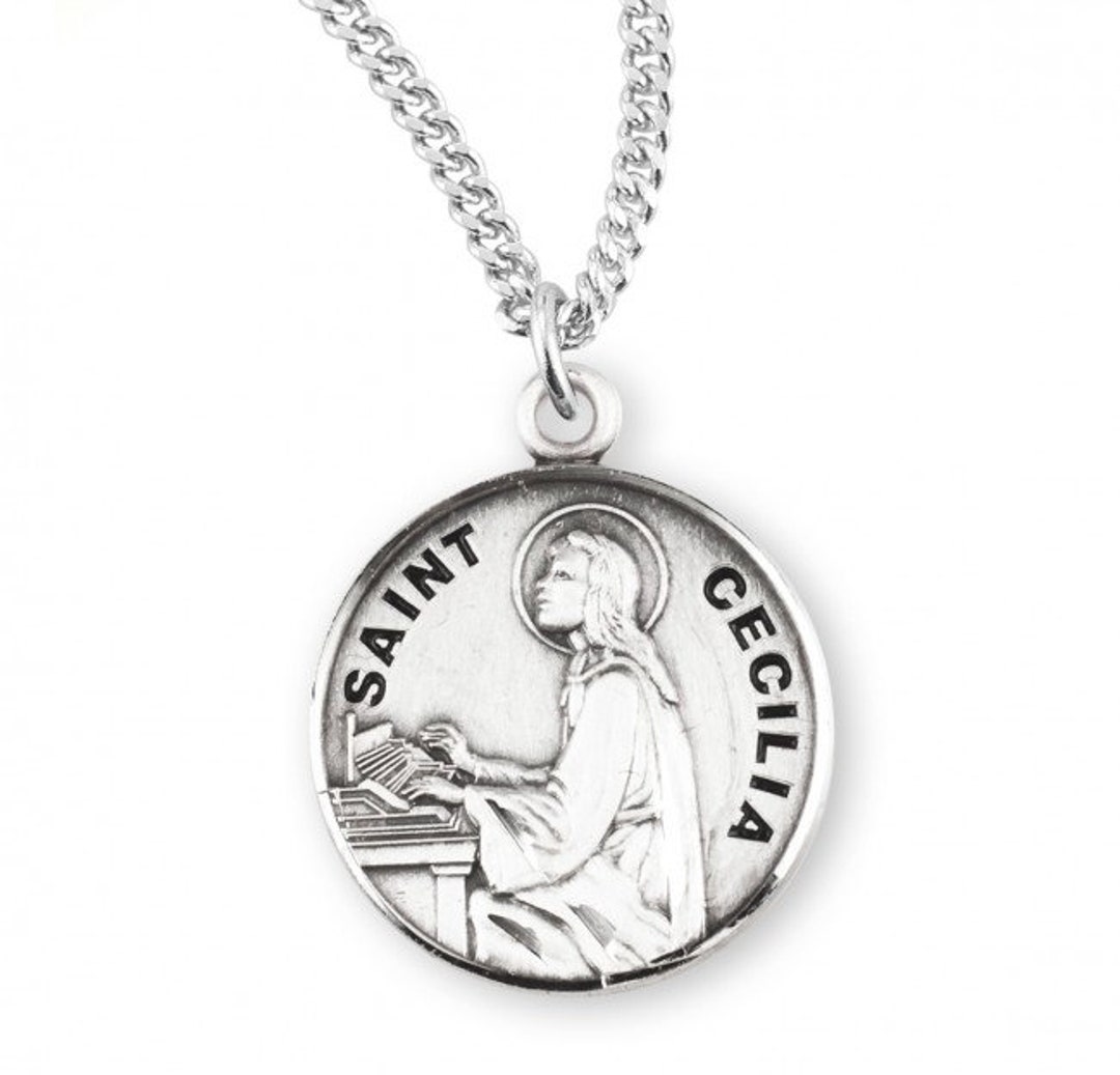Saint Cecilia Round Sterling Silver Medal Catholic Gifts - Etsy