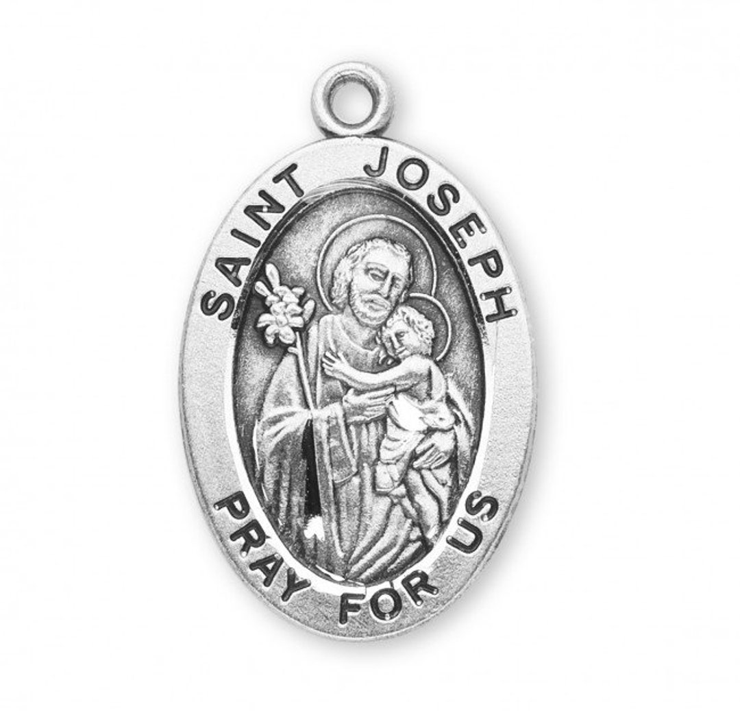 Patron Saint Joseph Oval Sterling Silver Medal Catholic Gifts - Etsy