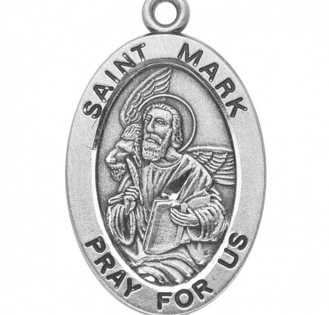 Patron Saint Mark Oval Sterling Silver Medal Catholic Gifts - Etsy