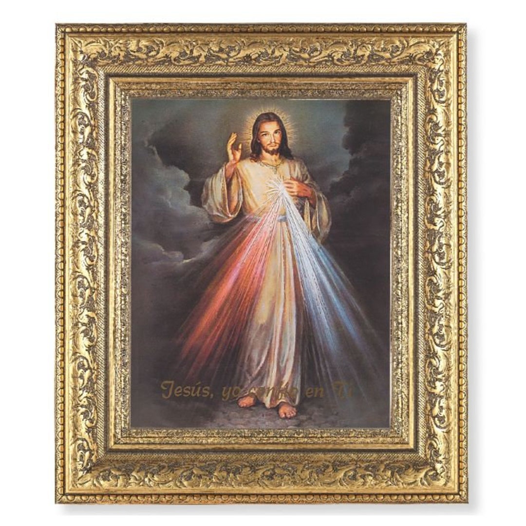 Jesus Divine Mercy Print With 12 1/2 X 14 1/2 Ornate Gold Leaf Antique ...
