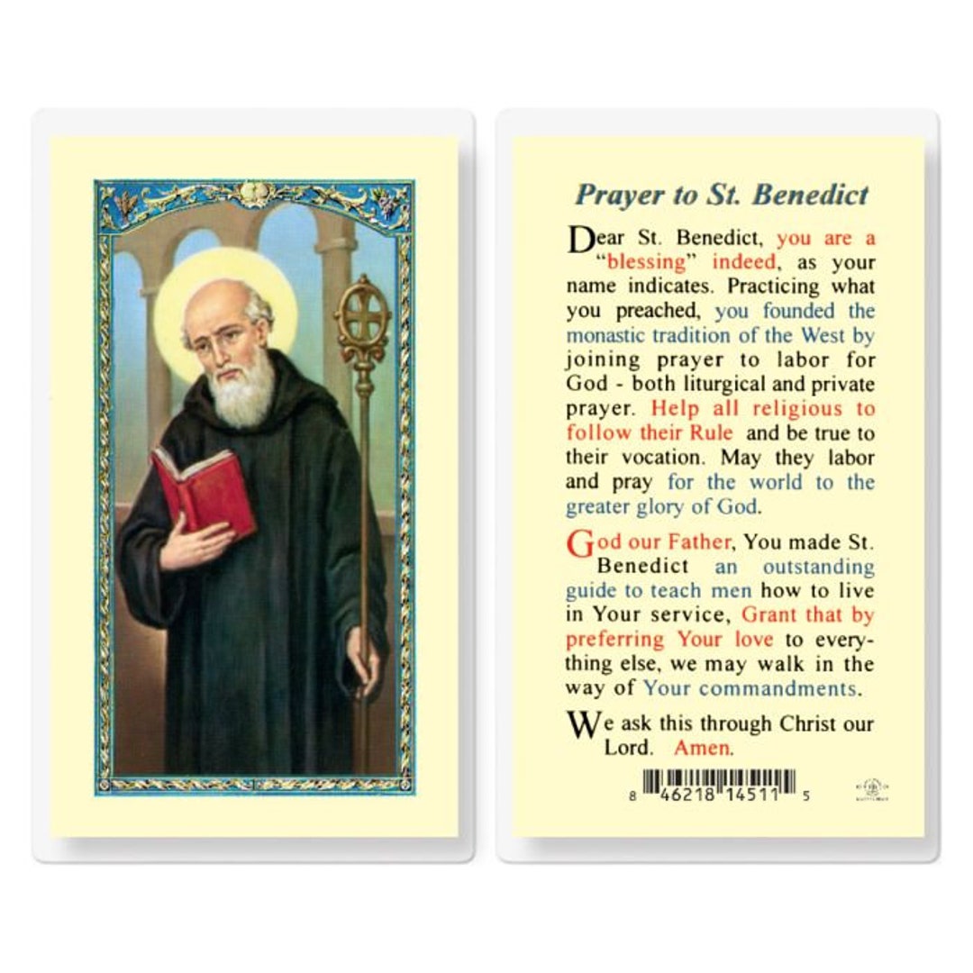 Prayer to Saint Benedict Holy Cards Laminated Set of 25 Catholic Gifts