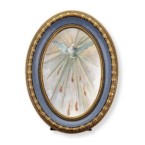 Holy Spirit Print with 5 1/2" x 7 1/2" Oval Gold-Leaf Frame Catholic Gifts