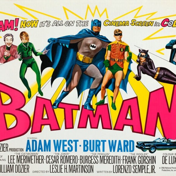 Batman Adam West Burt Ward Lobby Card Poster Print 8 X 10 Vintage Movie Decor Reproduction