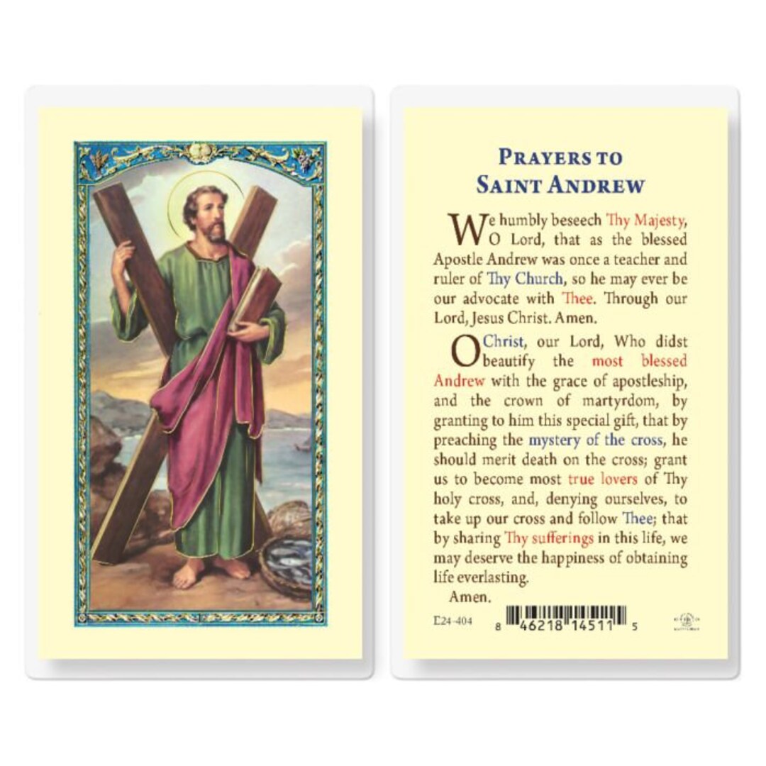 Prayer to Saint Andrew Holy Cards Laminated Set of 25 Catholic Etsy