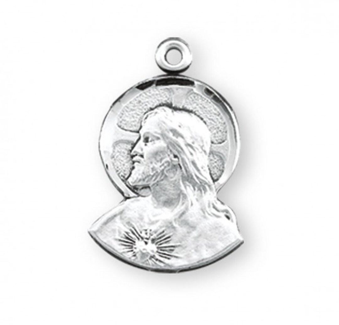 Scapular Sacred Heart of Jesus Profile Sterling Silver Medal Catholic ...