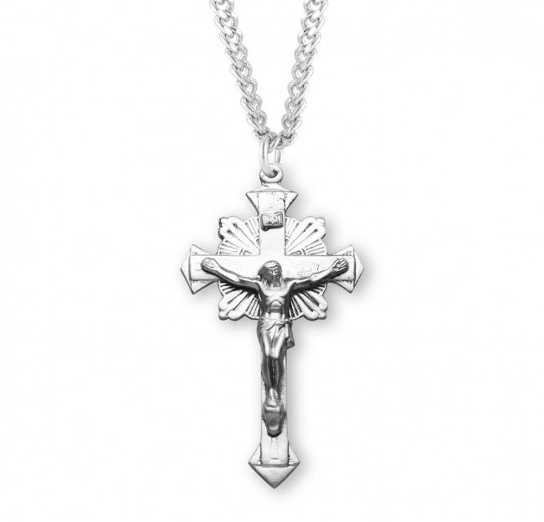 Flared End Sterling Silver Crucifix Necklace Religious Gifts Etsy