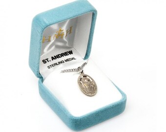 Saint Andrew Oval Sterling Silver Medal Catholic Religious Gifts