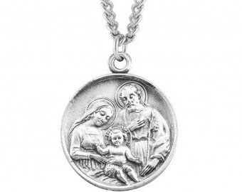 Holy Family Round Sterling Silver Medal Religious Gifts Confirmation Baptism Gifts