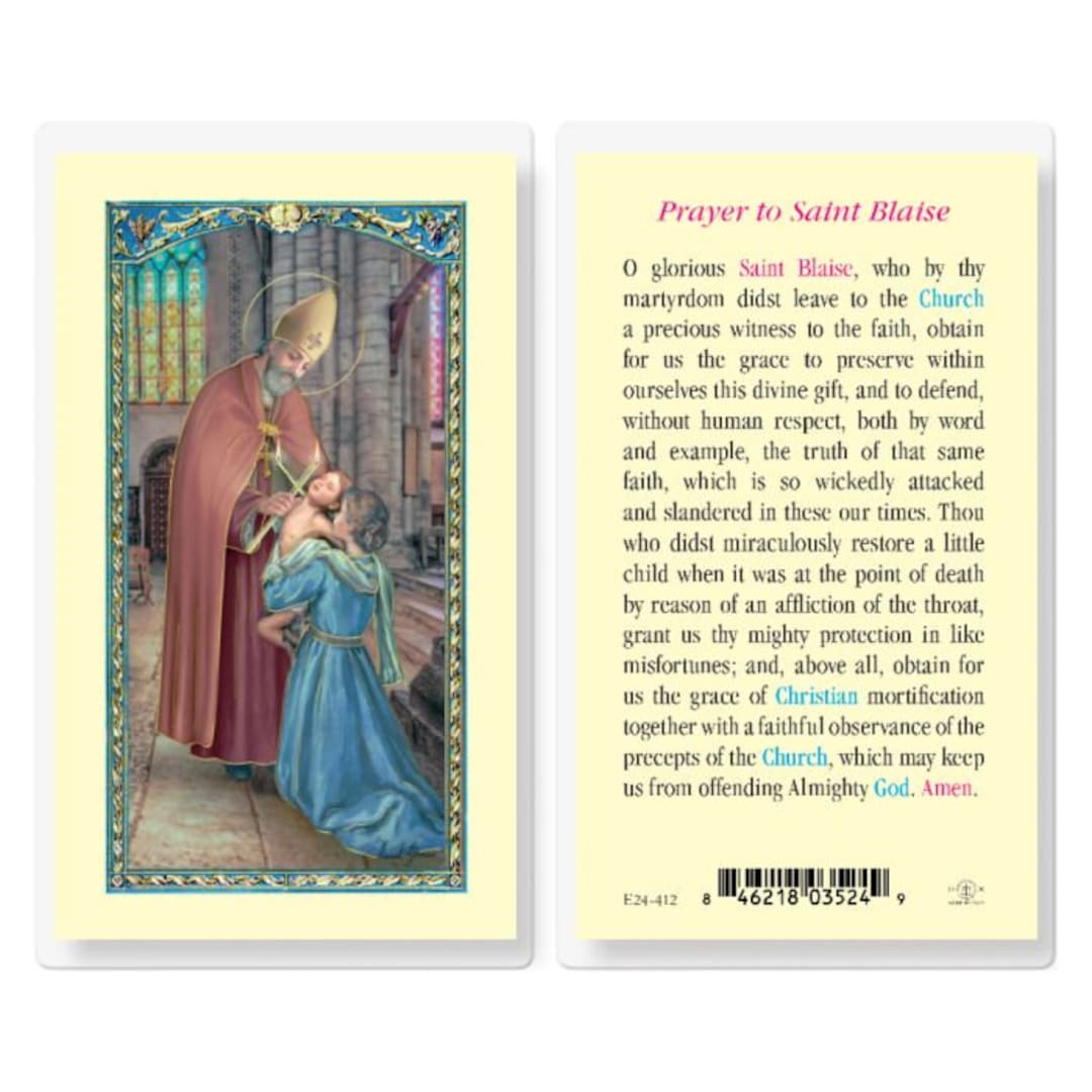 Prayer to Saint Blaise Holy Cards Laminated Set of 25 Catholic Etsy