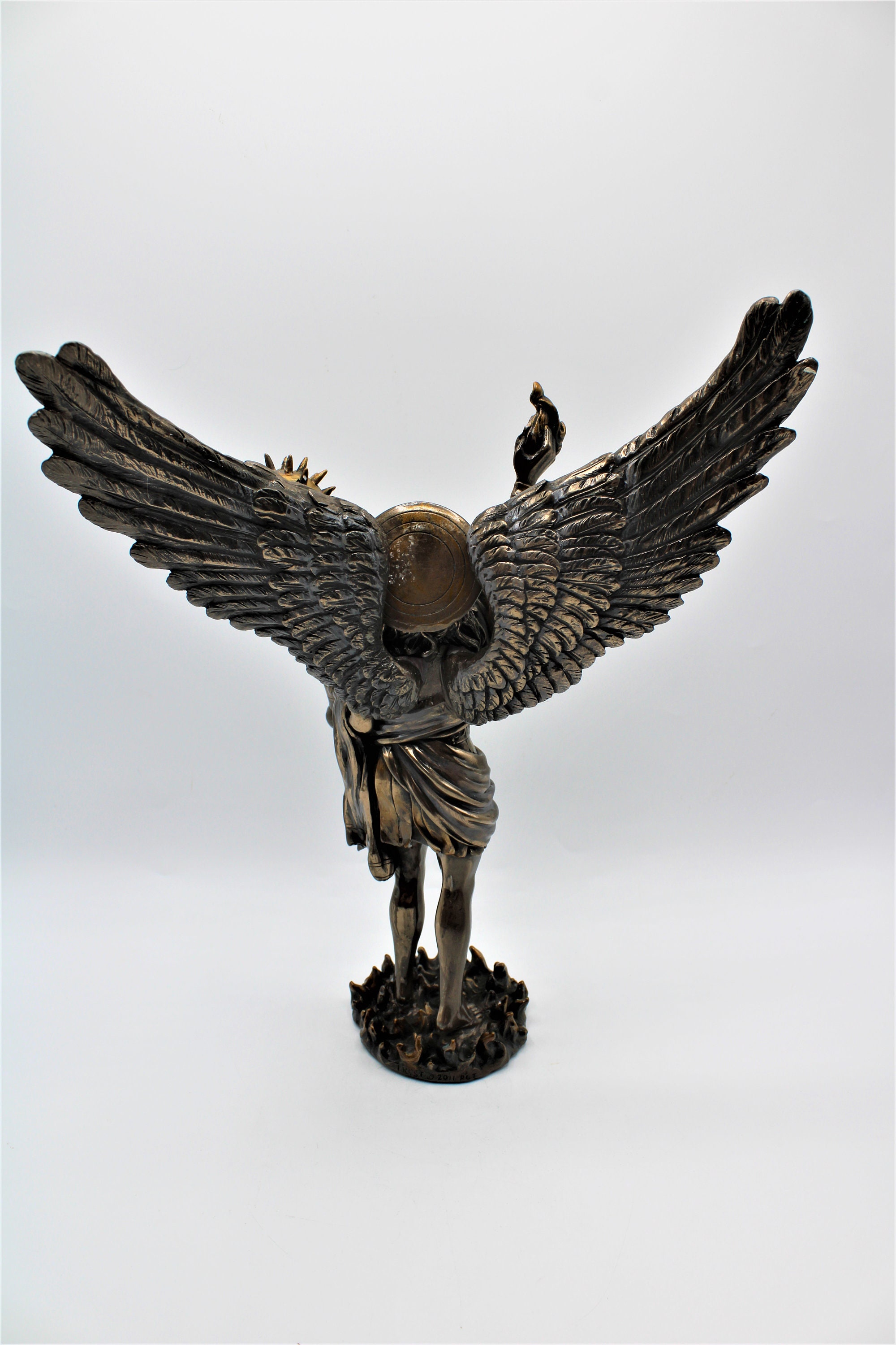 Saint Uriel Archangel Bronze Finish Statue Light of God Cherub Angel of ...