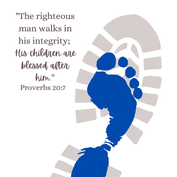 Righteous Man Walks In Integrity His Children Are Blessed Bible Verse Craft From Kids Sunday School Dad Keepsake Father's Day Art Craft DIY