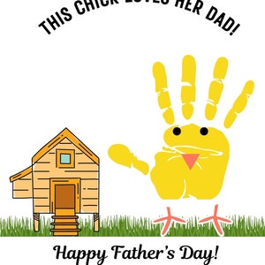 Ce poussin aime son papa poulet Carte de fête des pères à faire soi-même à la ferme Premier cadeau de fête des pères de bébé Imprimable travaux manuels de bébé à la main pour bébé ferme fille bébé
