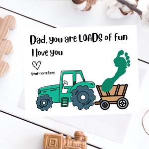 Papa You Are Loads Of Fun Tractor DIY-vaderdagkaart Eerste vaderdagcadeau van baby Afdrukbare babyhandwerkjes DIY-babykaart handafdruk