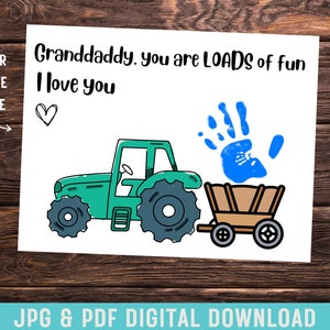 Granddaddy You Are heel veel plezier Tractor DIY-vaderdagkaart Eerste vaderdagcadeau van baby Afdrukbare babyhandwerkjes DIY-babykaart