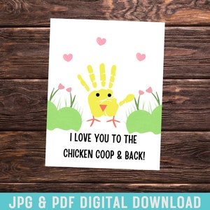 Ich Liebe Dich Im Hühnerstall Und Zurück Abdruck Bauernhof Baby Huhn Fußabdruck Handwerk Baby DIY Karte Baby Kinder Handabdruck Hand Fuß Printable