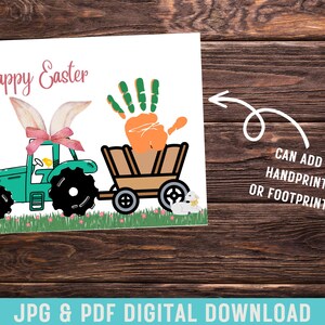 Karotten Girlie Schleife DIY Spaß Ostern Aktivität Traktor Baby Fußabdruck Handwerk Baby DIY Karte Baby Kinder Handabdruck Hand Fuß Printable