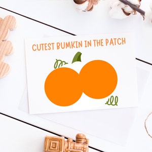 Cutest Bumkin In The Patch Fall Halloween Craft Card Newborn Baby Toddler Memory Baby Bum Craft DIY Fall Craft Pumpkin Baby Keepsake