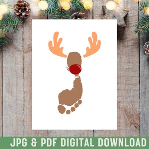 Rentier Weihnachten Handwerk Andenken druckbare DIY Karte Baby Kinder Fußabdruck Baby erste Weihnachten DIY Weihnachtskarten erste Urlaub Andenken