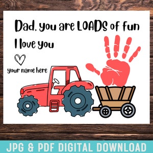 Papa You Are Loads Of Fun Tractor DIY-vaderdagkaart Eerste vaderdagcadeau van baby Afdrukbare babyhandwerkjes DIY-babykaart handafdruk