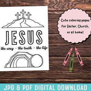 Jesus Der Weg Wahrheit Leben Ostern Färbung druckbare DIY Spaß Ostern Kreuz Aktivität Sonntag Schule Handwerk DIY Karte Kinderzimmer Aktivität Er ist auferstanden