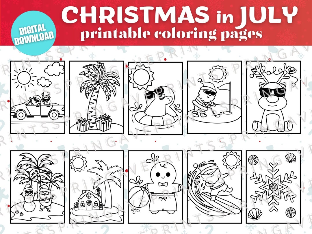 20 Christmas in July Coloring Pages Kids Christmas Printable Etsy