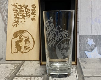 Personalised dead mans fingers rum glass and gift box