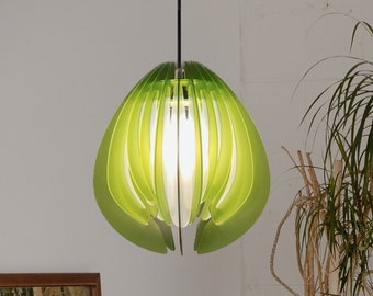 Large Feathered Tulip Lamp Shade: 70s Vintage Style Pendant Light