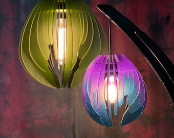 Two-Tone Tulip Lampshade: Mid-Century Modern Acrylic Pendant Light