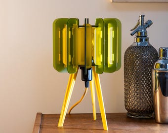 Green & Yellow Bedside or Table Lamp | Mini Poppy Lamp | Mid-Century Modern Lighting | Side Light
