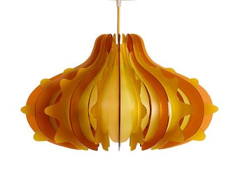Large Prickly Pear Lampshade: Yellow Orange Pendant Light, 70s Style