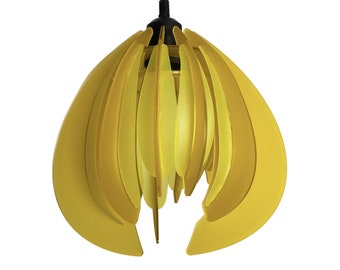 Canary Yellow Tulip Pendant Lamp Shade - 60s/70s Vintage Style
