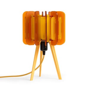 Handgjord sänglampa i bränd orange: Retro modern stämningslampa från mitten av århundradet