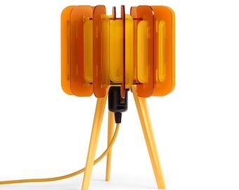 Handmade Burnt Orange Bedside Lamp: Retro Mid-Century Modern Mood Light