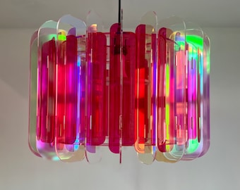 XL Iridescent Pink Poppy Lampshade: Maximalist Kitsch Lighting