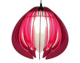 Pink Tulip Lamp Shade: 70s Style Pendant Light