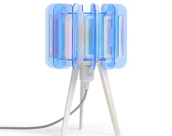 Arctic Blue Iridescent Table Lamp: Handmade Mid-Century Modern Lighting