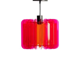 Pink & Orange Acrylic Pendant Lamp Shade: Mid-Century Modern Lighting