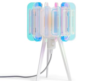 Iridescent Mini Poppy Table Lamp | Handmade Midcentury Modern Bedside Light