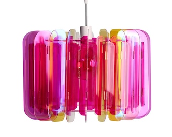 XL Iridescent Pink Poppy Lampshade: Maximalist Kitsch Lighting
