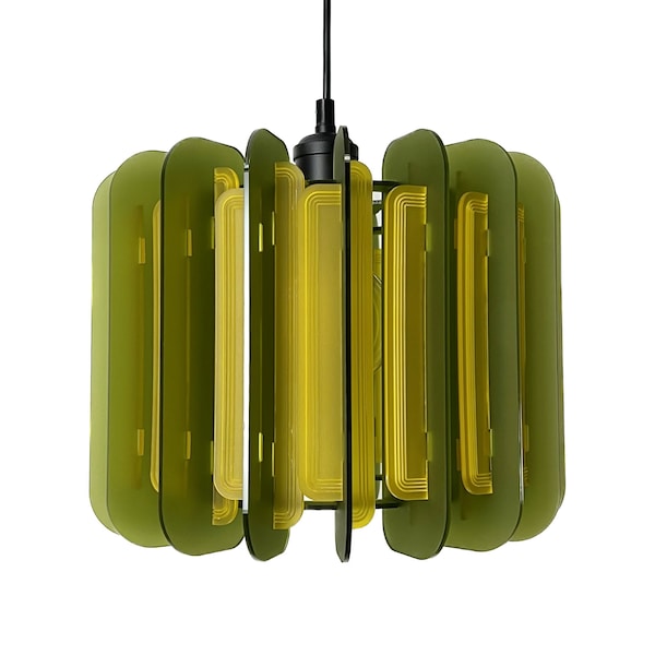Sea Glass Green And Saffron Yellow - Opium Poppy pendant lamp shade | Mid Century Modern | Maximalist | MCM | Fleur D'Light | 30X23CM