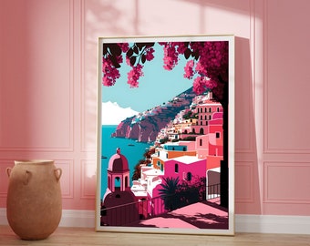 Positano Amalfi Coast Art Print - Italy Travel Poster - Europe Print - Italian Riviera Wall Art - Housewarming Gift - Italian Coast Decor