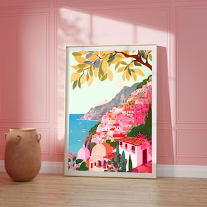 Positano Amalfi Coast Art Print - Italy Travel Poster - Europe Print - Italian Riviera Wall Art - Housewarming Gift - Italian Coast Decor