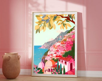 Positano Amalfi Coast Art Print - Italy Travel Poster - Europe Print - Italian Riviera Wall Art - Housewarming Gift - Italian Coast Decor