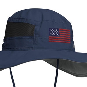 Custom Embroidered American Flag OutDoor Boonie Hat – Ultimate Sun Protection for Outdoor Adventures