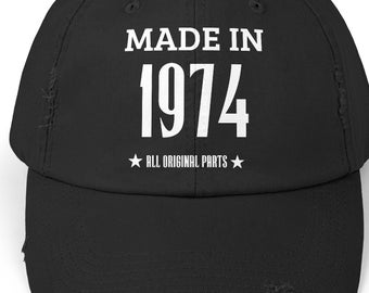 Custom 50th Birthday Distressed Hat: 1975 Cotton Twill Dad Gift