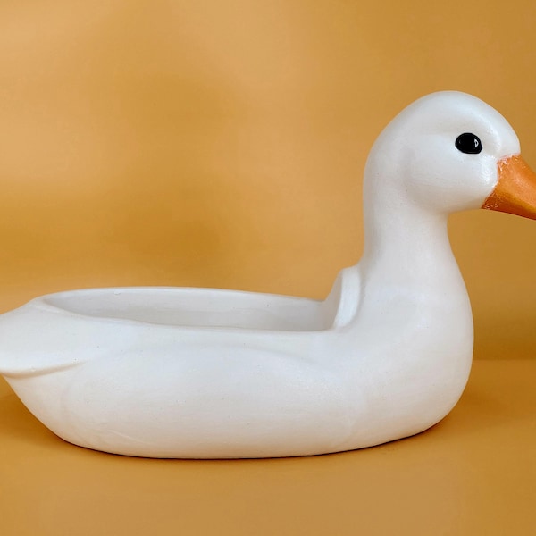 Duck Planter Bowl Candy Dish Catch-All - Slip Cast Ceramic Bisqueware