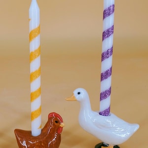 バースデーキャンドルホルダー 鳥 - スリップキャストセラミック素焼き - すぐに塗装可能 - 未完成またはカスタマイズ可能